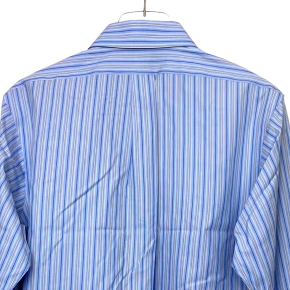 Kirkland Signature Blue/Gold Pinstriped Dress Shirt. Size 15.5/32 Medium - Picture 4 of 5
